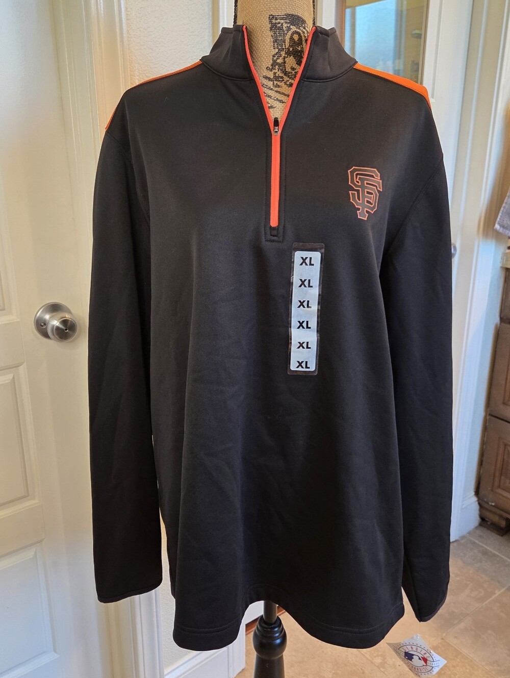 San Francisco Giants Men's XL Black Orange 1/4 Zip Pullover NWT MLB